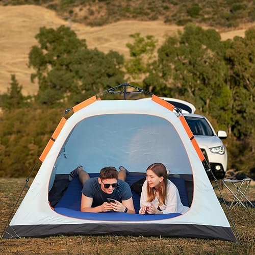 Miniatura 5 de JOSEN Colchoneta de dormir para campamento, colchón de camping de 78 x 55 pulgadas, almohadilla de campamento autoinflable para 2 personas, doble