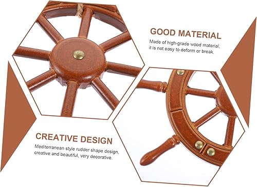 Vista 3 de Didiseaon Elegante decoración náutica de pared colgante de timón de madera adorno decorativo para el hogar