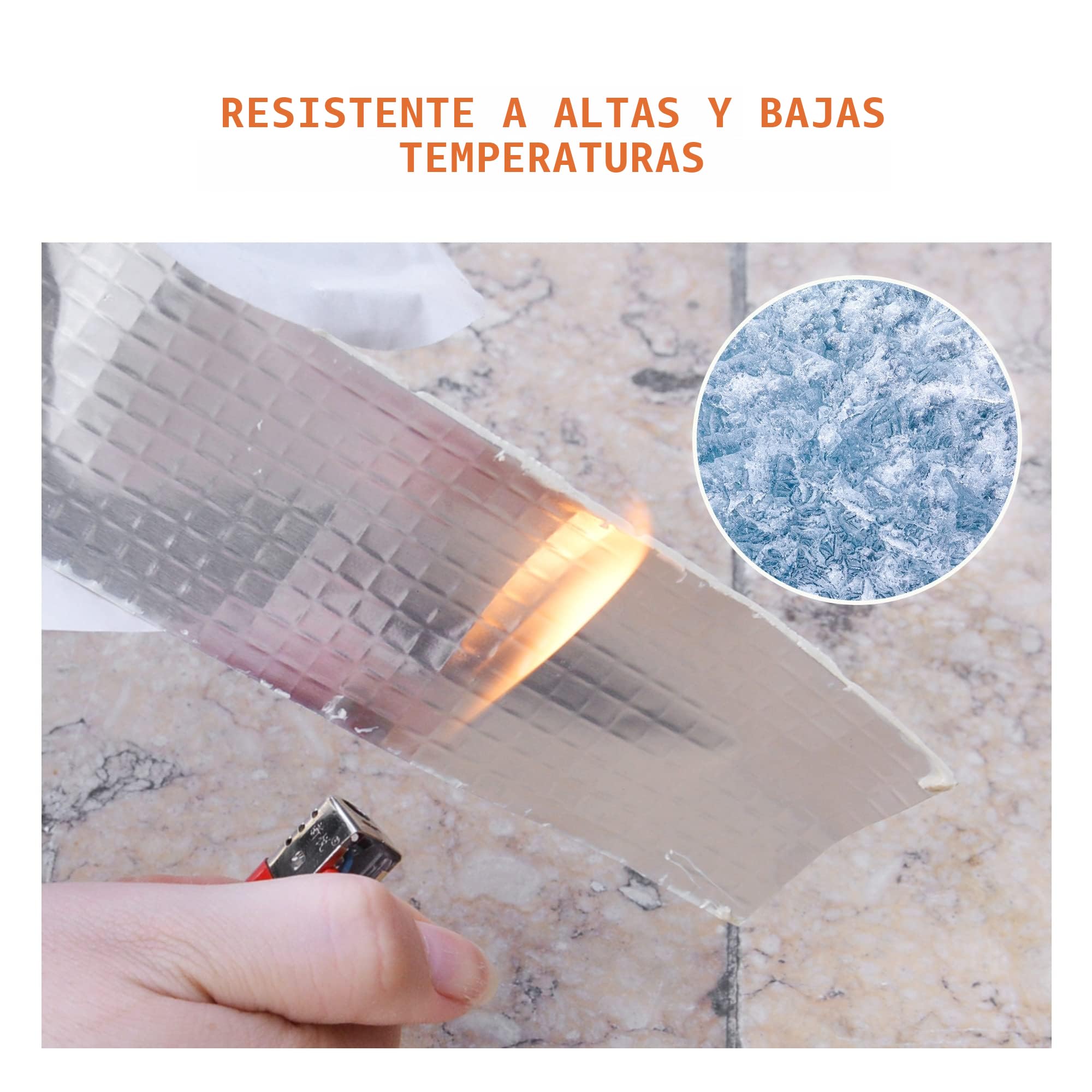 TAPEBEAR Cintas De Butilo Impermeable, 100mm x 5m Cinta De Para Reparación Autoadhesiva, Aluminio Cinta Butilica, Para Caravanas, Techo, Ventana, Ruptura De Tuberías, Goteras, Grietas