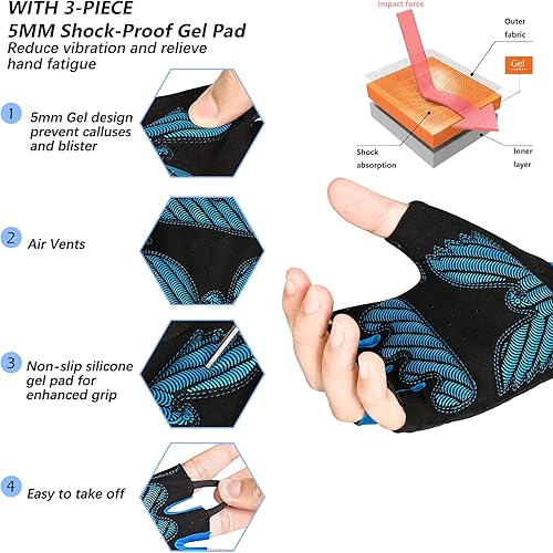 Miniatura 2 de MOREOK Cycling Gloves Bike Gloves for MenWomen-5MM Gel Pad Half Finger Bicycle Biking Gloves for CyclingWeight LiftingGymMotorcycleRowingOutdoor