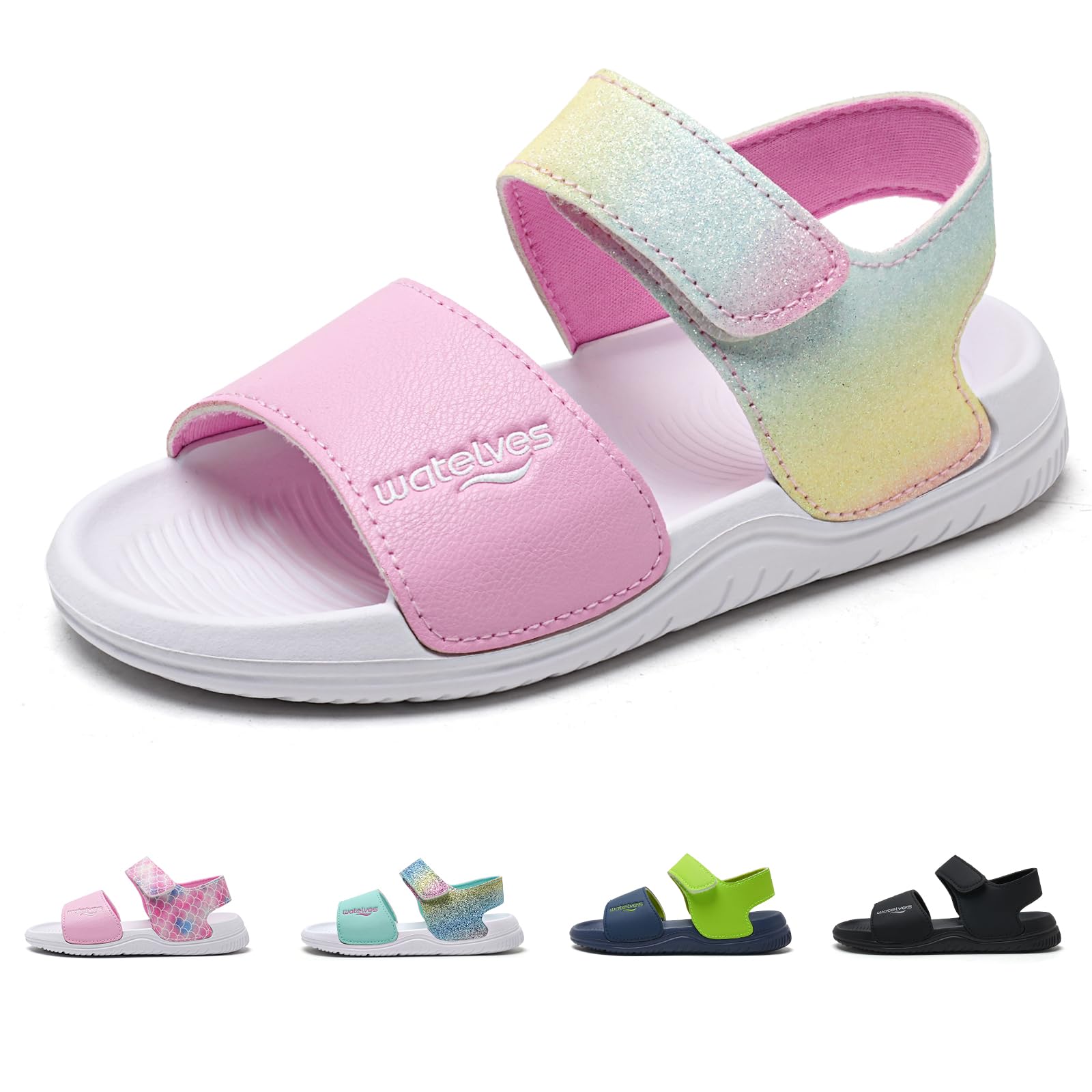 WateLves Sandalen Mädchen Jungen Badesandalen Kinder Sommerschuhe Weiche Dicke Sohle Rutschfeste Mit Klettverschluss Sandals Kids für Drinnen und Draußen