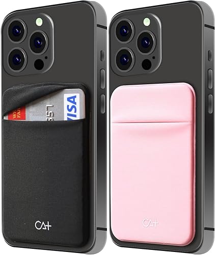 Dos Fundas elásticas para tarjetas adhesivas para teléfono celular, tarjetero adhesivo para identificación y tarjeta de crédito para la parte