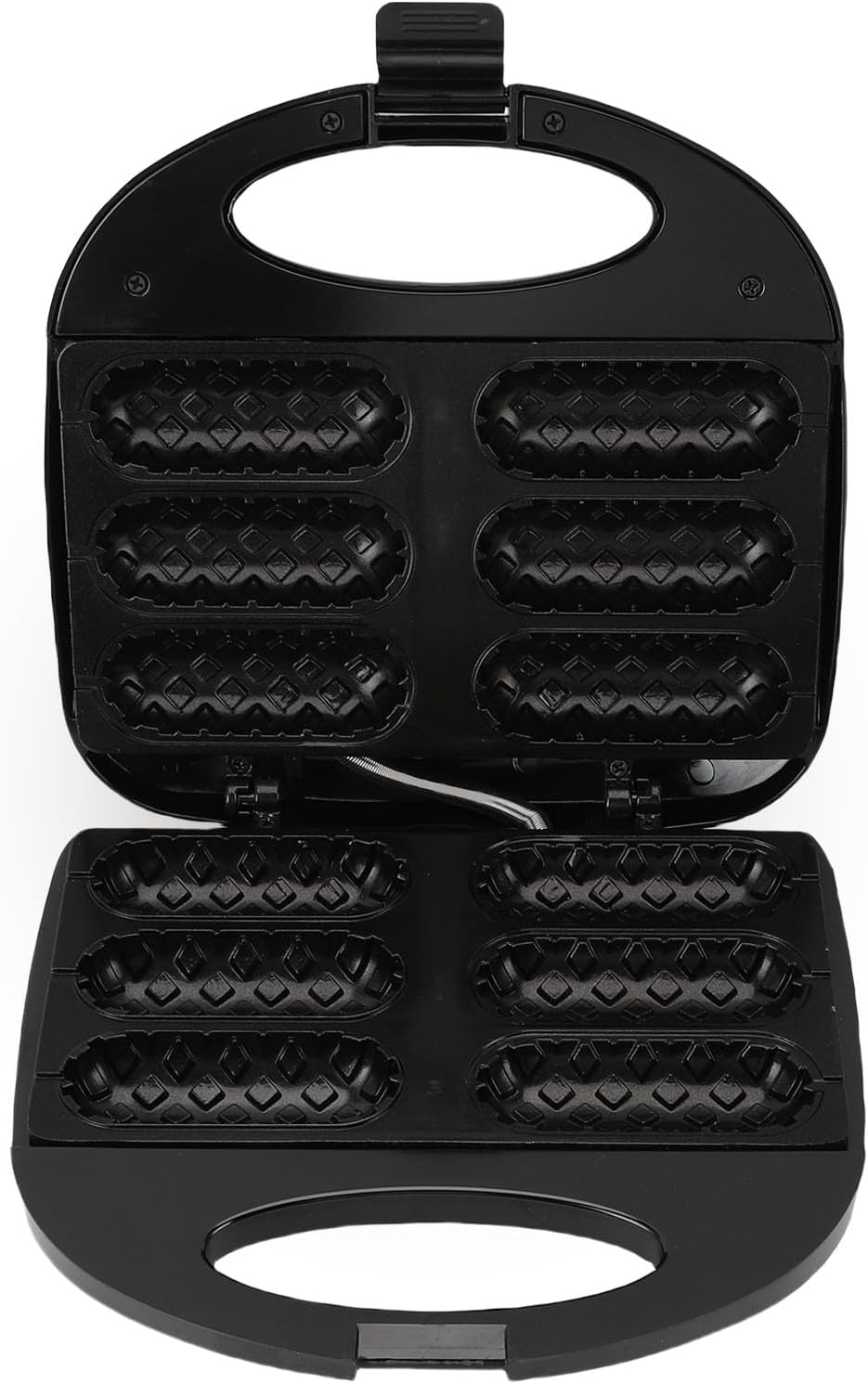 Luqeeg Corn Dog Waffle Maker, 750W Electric Hot Dog Maker Toaster, Make 6 Corn at Once, Auto Temperature Control, Portable Nonstick Stainless Steel Food Baker for Bakery, Snack Bar (US Plug 110V)