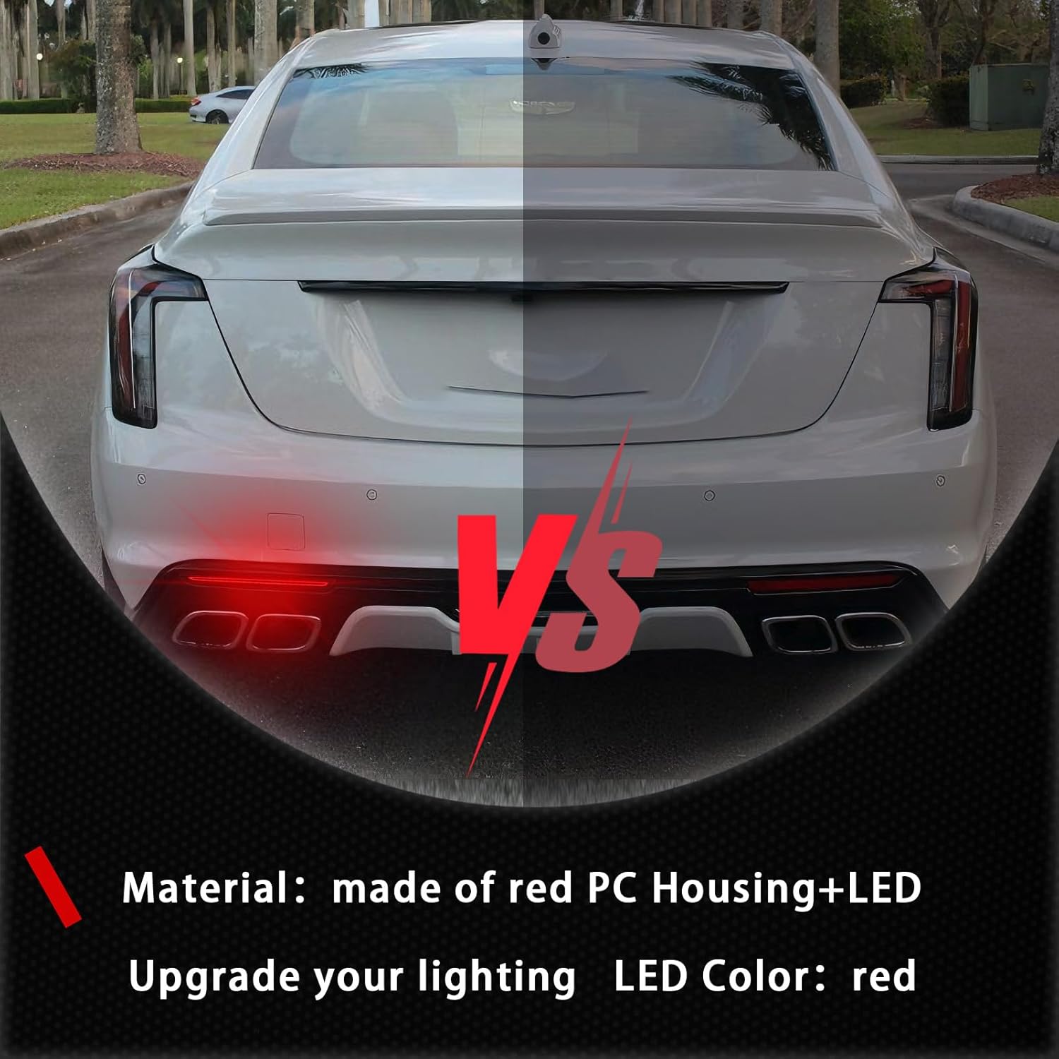 LED Rear Bumper Reflectors Fog Brake Tail Light Lamps Compatible with Cadillac CT5 2020-2025, Replace Stock Reflector Trim Plug and Play OEM 84691121, 84691122 (Smoked)