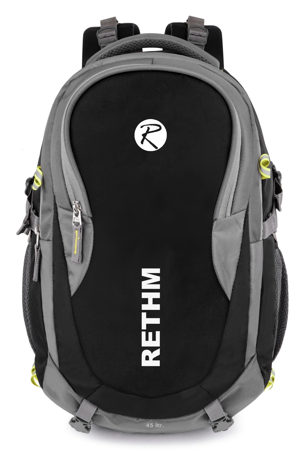 RETHM 45L Water Resistant Laptop Rucksack Bag Travel Backpack with Padded Shoulders Strap for Trekking Hiking (Grey and Black) (B0D1C21BB3) Amazon Price History, Amazon Price Tracker