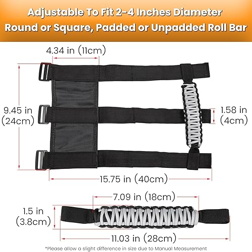 Vista 154 de 4 asas de agarre para Jeep Wrangler JK JKU JL JLU TJ YJ Sports Sahara Freedom Rubicon Unlimited Gladiator JT 1955-2023 UTV ATV Premium 550 Paracord