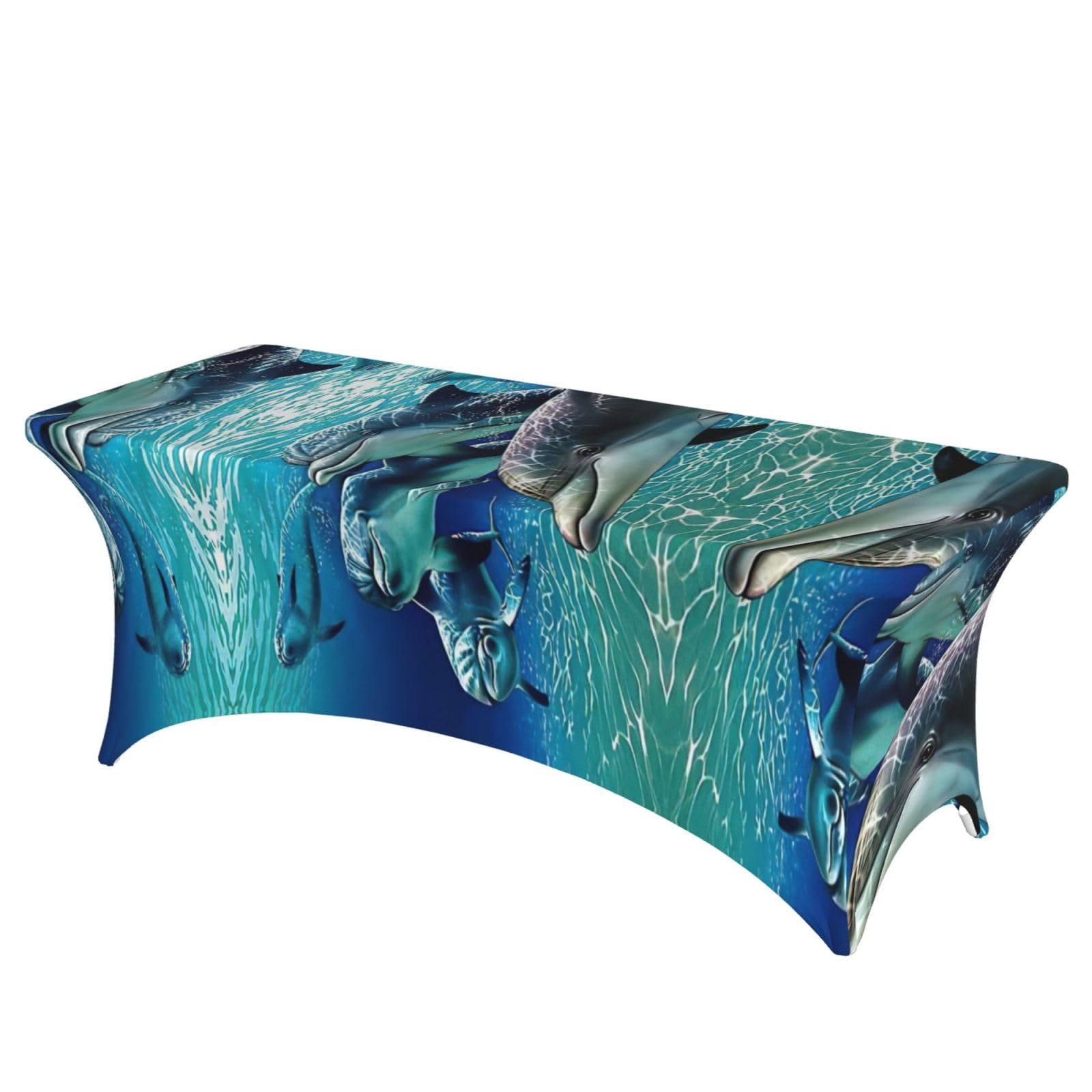 Housse table extensible 1,8m nappe elastique dauphins