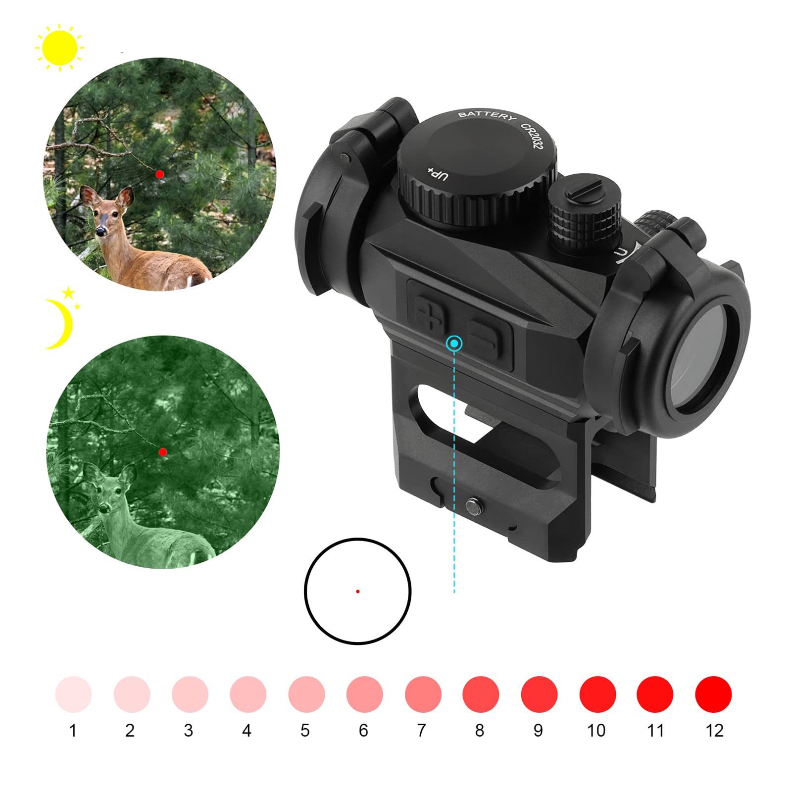 Mirino Laser Rosso Per Pistola - Gamma 50-100m, 635-655nm, Compatibile Con Guide Picatinny 11mm E 20mm - Foto 8