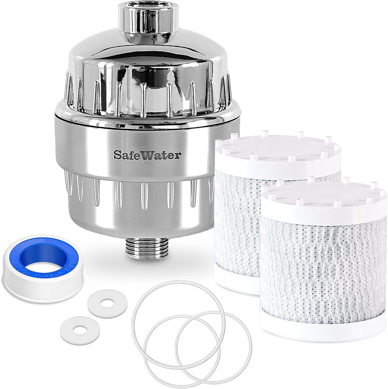 SafeWater KDF Infused Activated Carbon Shower Filter Bundle Pack All