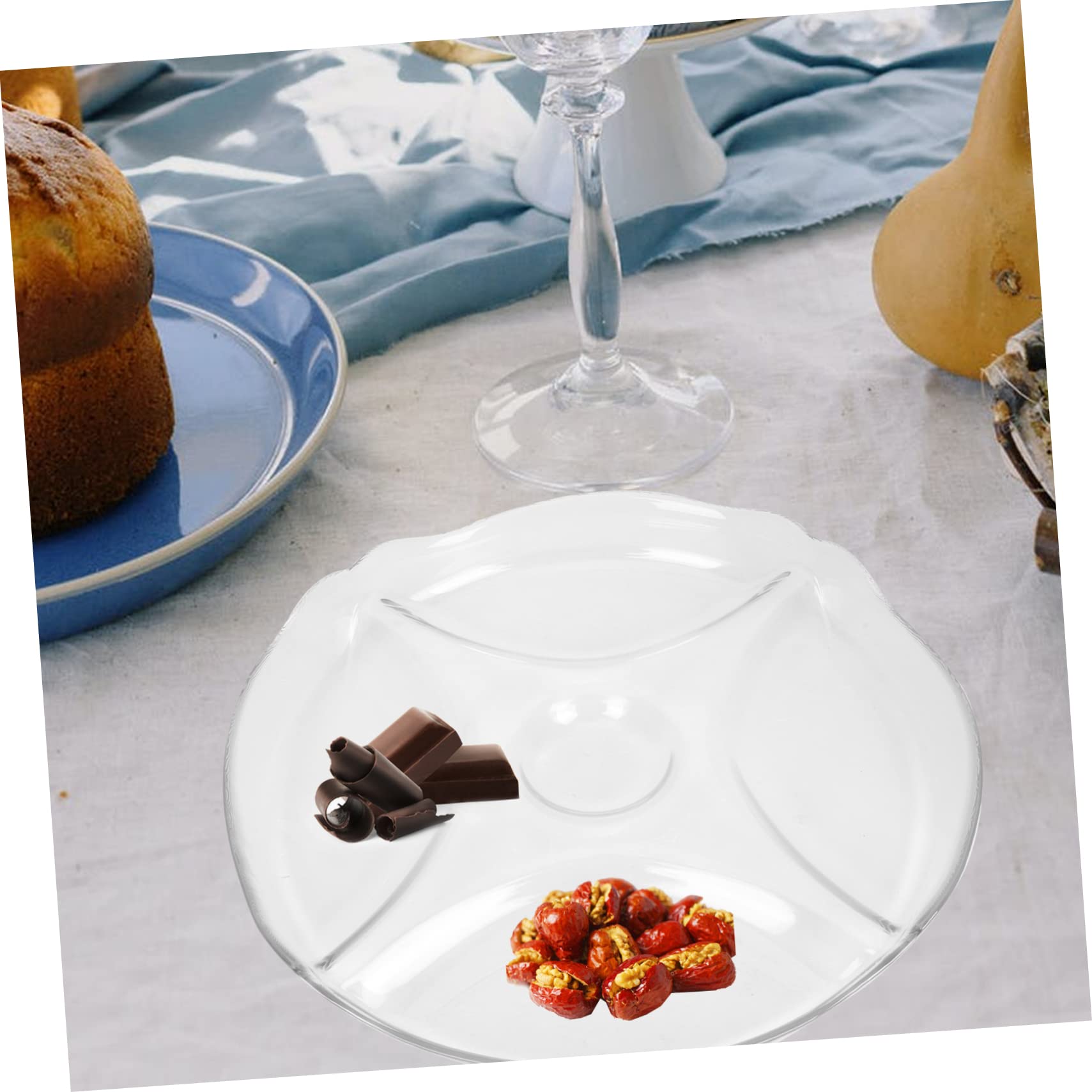 ABOOFAN Verre Assiette à Compartiments, Séparation des Aliments, Style Nordique, Design Empilable, Service Élégant, pour Maison et Repas Occidentaux