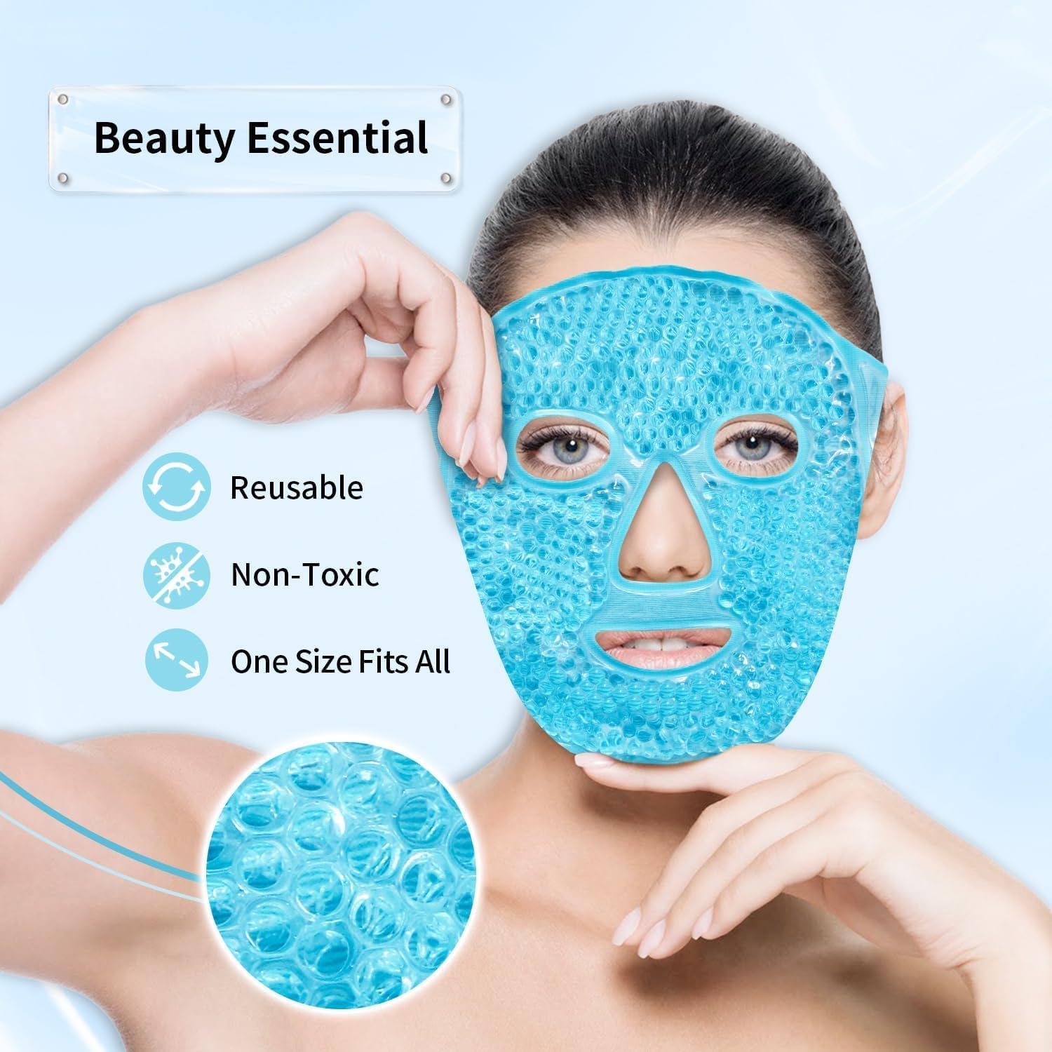 DARKFISH Ice Face Mask Cold Face Eye Mask, Ice Pack Reduce Face Puff, Dark Circles, Gel Beads Hot Heat Cold Compress Pack, Face SPA for Woman Sleeping, Pressure, Headaches, Skin Care 2