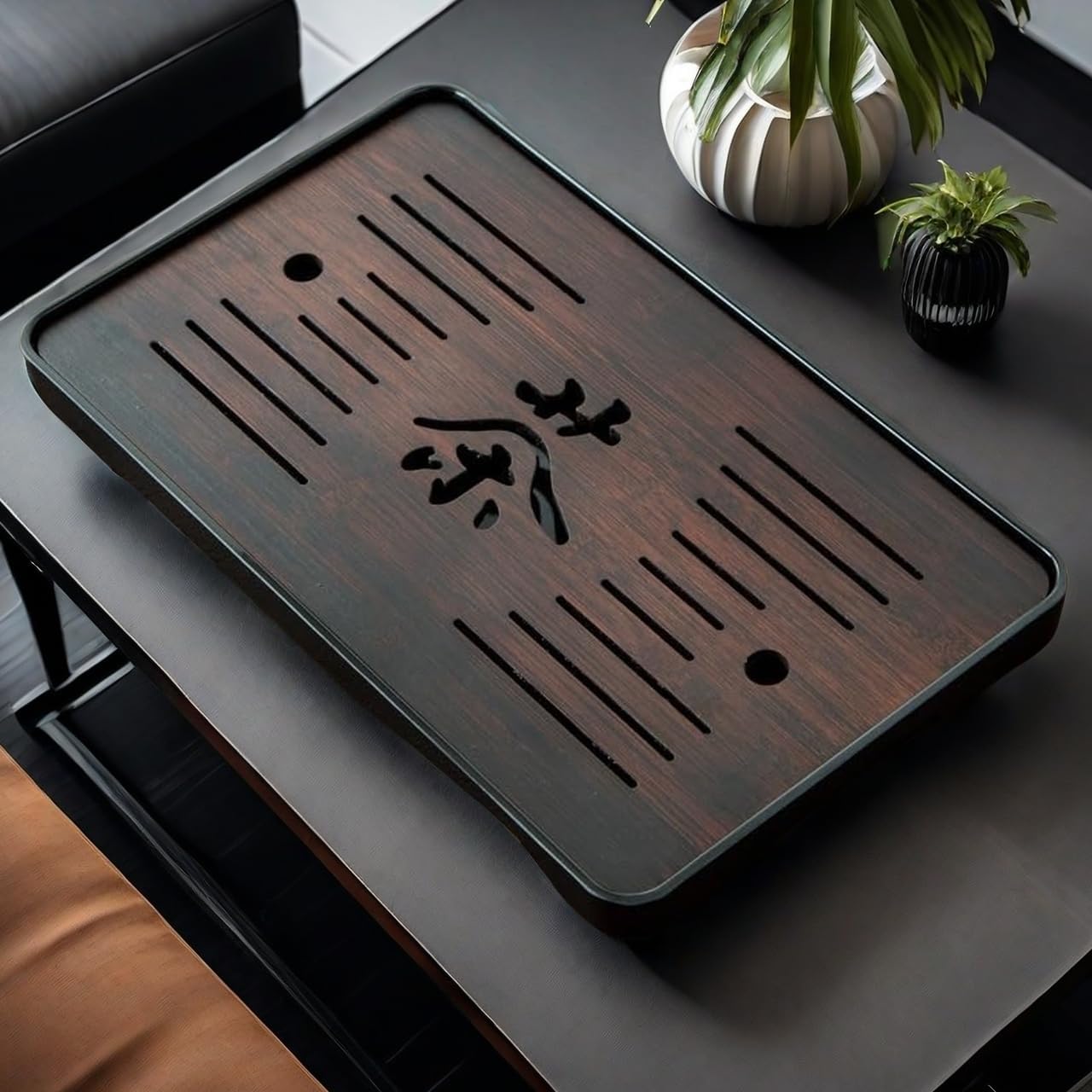 Large 17 Inch Bamboo Chinese Gongfu Tea Ceremony Tray Table Box with Water Storage for Kungfu Kung fu Tea Set