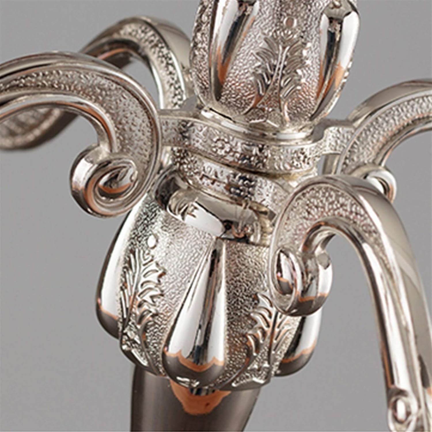 European Elegant Candle Stand with 5-stem .16.9 inch Tall Candle Holder Metal Candelabra Candlestick for Candlelight Dinner and Table Decoration, Silver Finish