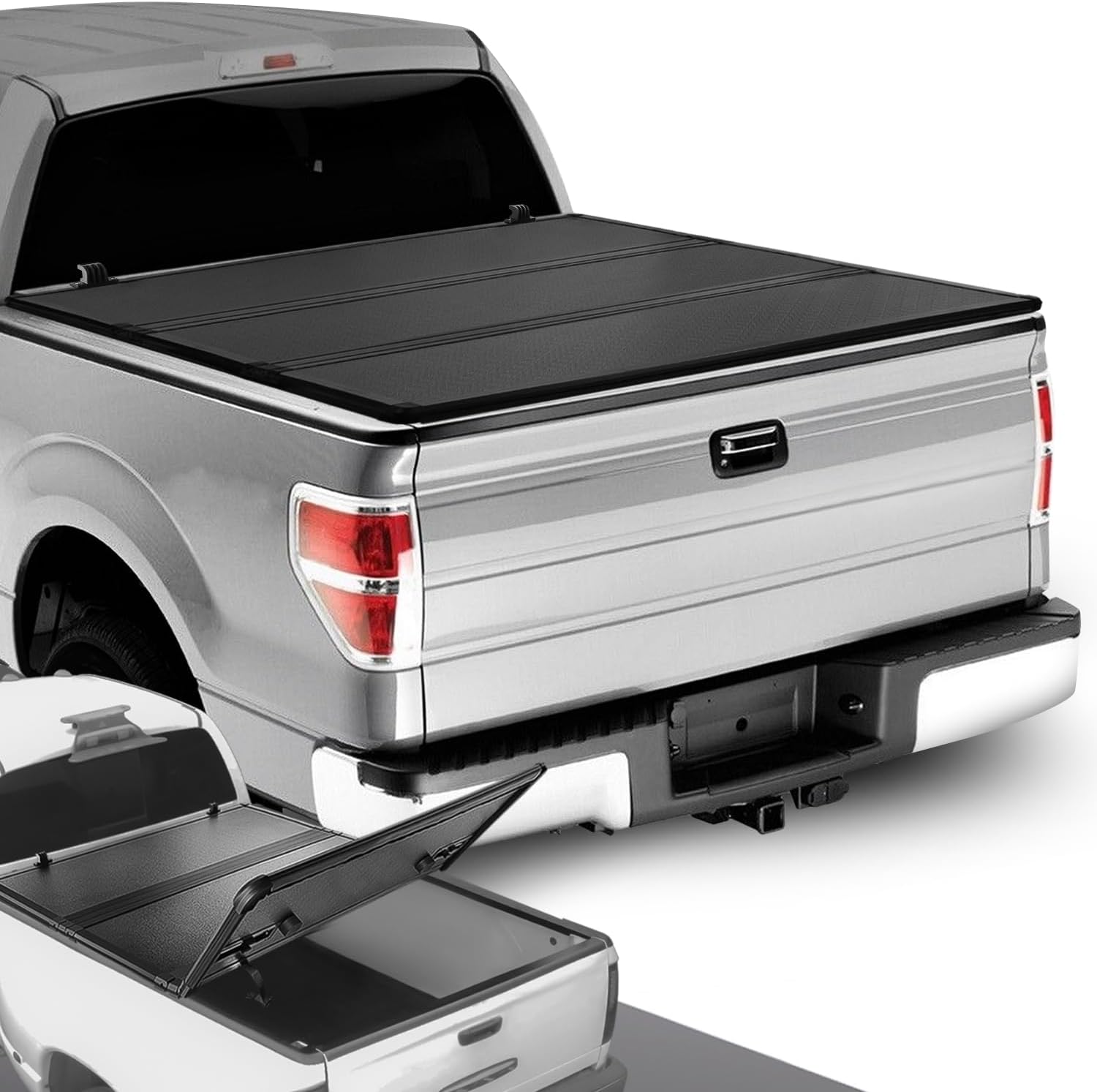DNA MOTORING New Upgrade Truck Bed Top Hard Solid Tri-Fold Tonneau Cover Compatible with 04-14 Ford F150 6.5Ft Bed, TTC-HARD-006, Black