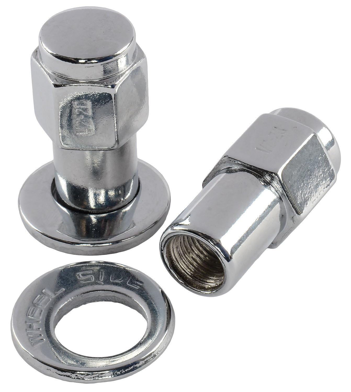 JEGS Lug Nuts | 1/2 � Right Hand Thread | Offset Washers | Standard Mag Style | .85� Long Shank | 13/16 � Hex Socket Size | 1.75� Long | Chrome Steel | 0.68 Shank Diameter | 4 Per Package