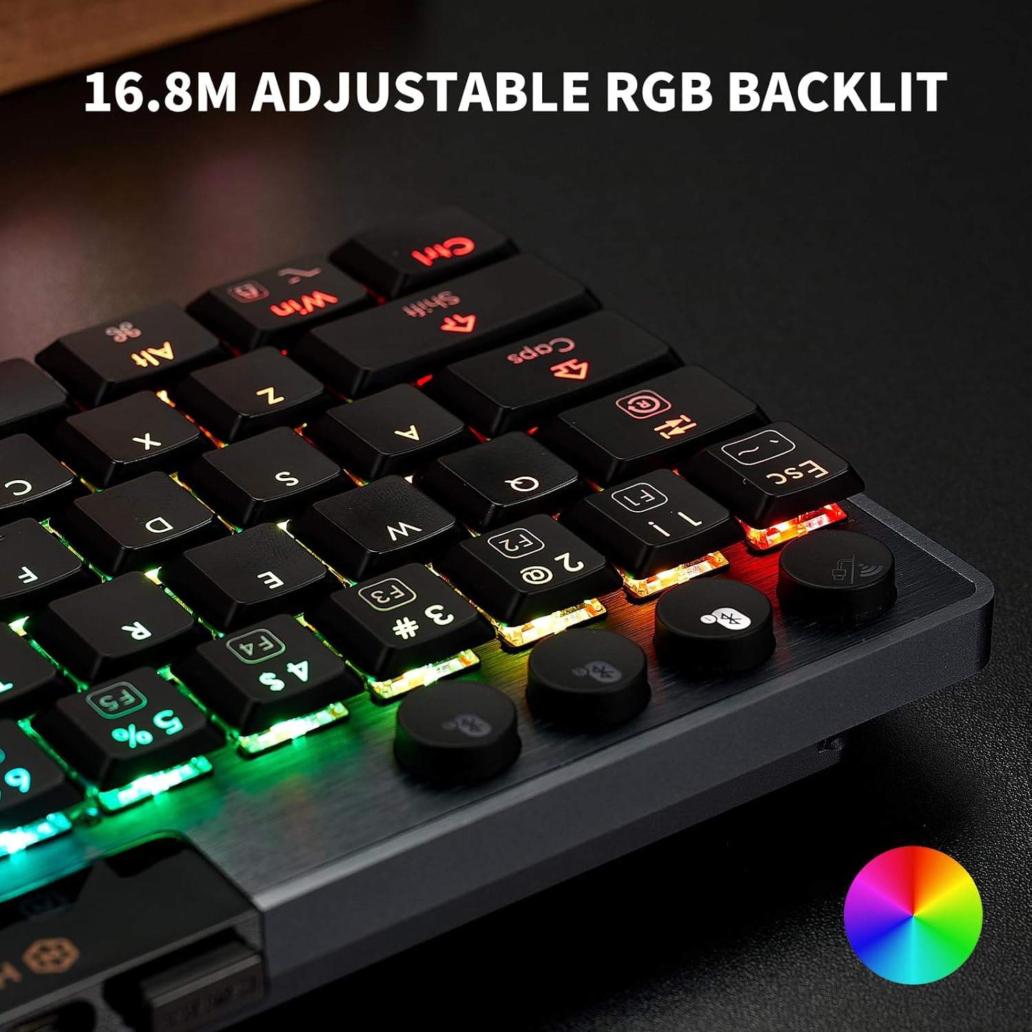 Hexgears A1 Low Profile Wireless Mechanical Keyboard - 60% Compact TKL, Bluetooth 5.0/2.4GHz/Wired USB C Hot Swappable Linear Switch, RGB Backlit Mini Portable Gaming Keyboard Aluminum for PC/MAC - Image 4