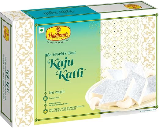 Haldiram's Nagpur Kaju Katli 250g Rich Cashew Mithai Barfi | Traditional Indian Sweet Treat for Gifting &amp; Celebrations