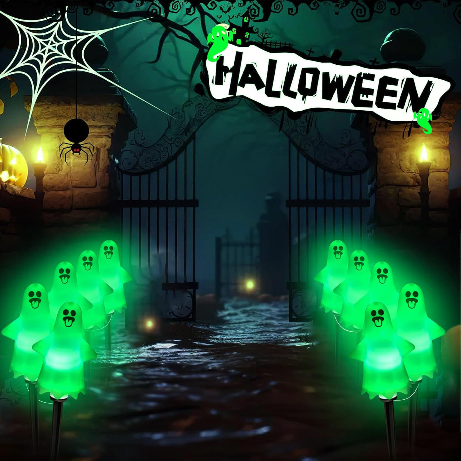 Lampy Solarne Zewnętrzne na Halloween Panel Słoneczny Wodoodporny I Odporny