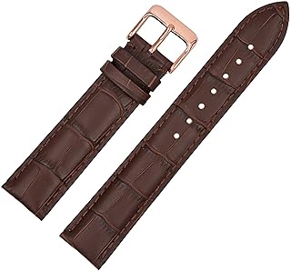 19mm Genuine Leather Watch Band Strap Fits 1500 5500 5700 14000 14010 14010M, 1500 5500 5700 Brown Rose Buckle