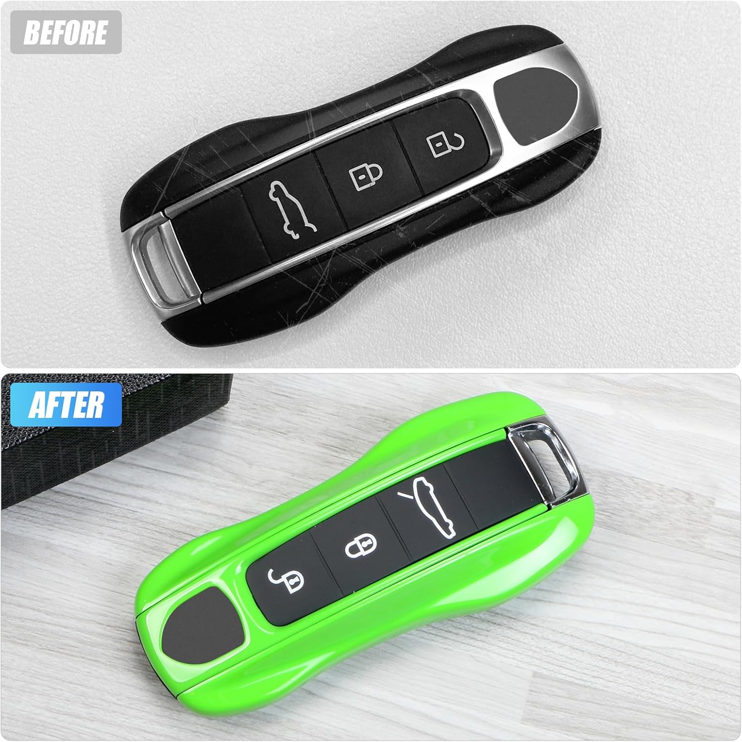 Green Lizard Key Fob Cover Compatible with Porsche Cayenne 2018-2025 Panamera 2017-2024 911 2019-2023 Taycan 2019-2024 Compatible with Porsche Key Cover - Image 4