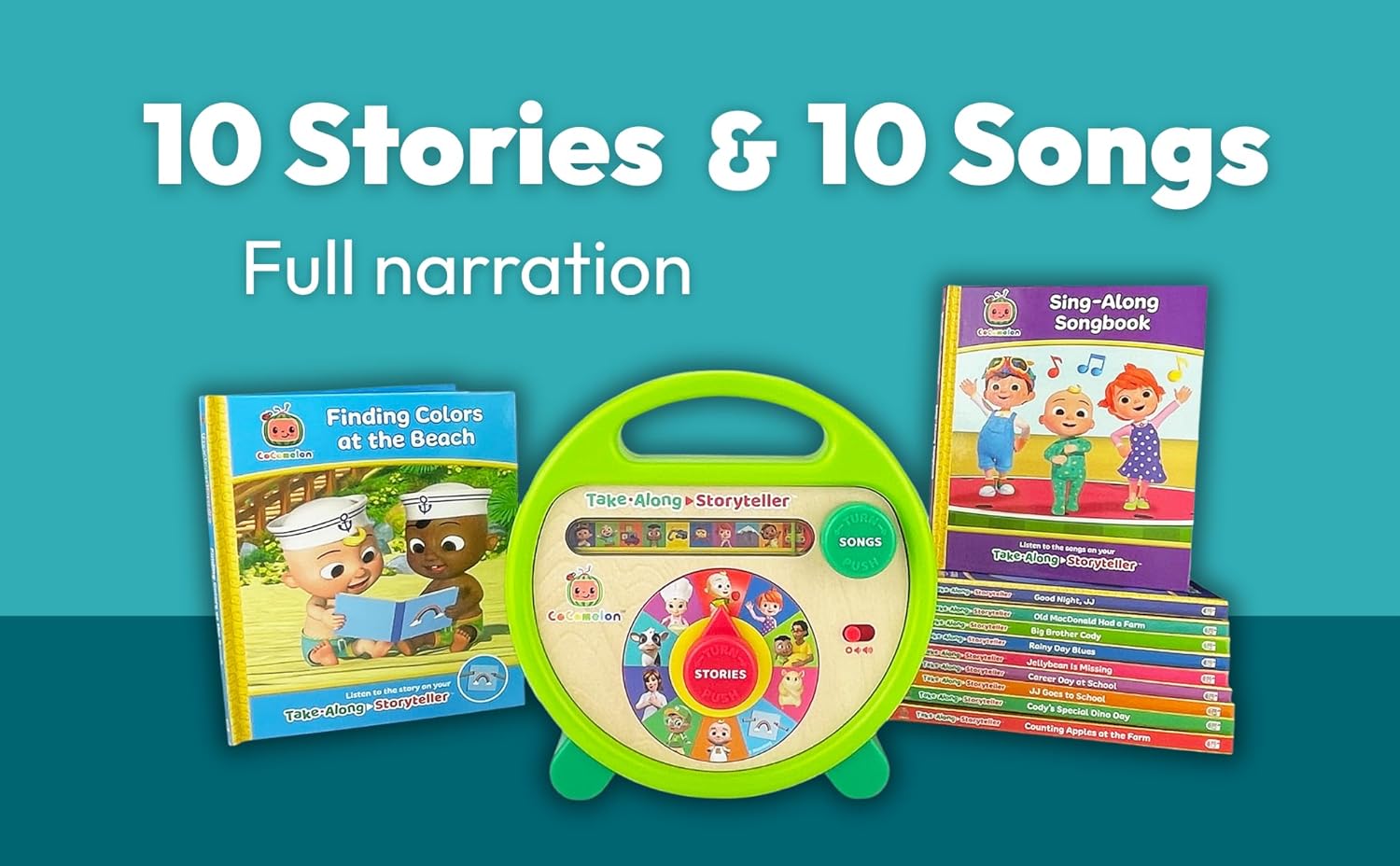 Cocomelon Interactive Electronic Take Along Storyteller with 11 books - Story and Song Carry Along Player      Paperback – December 17, 2024