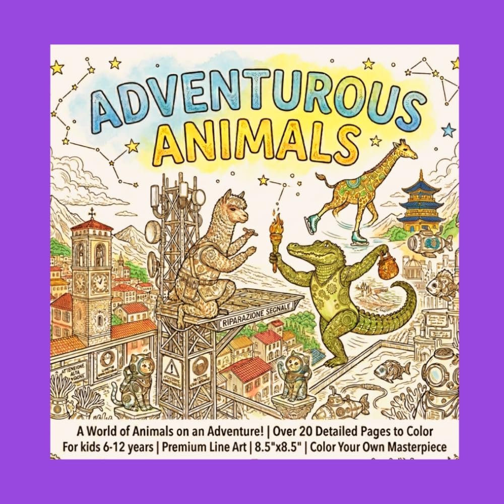 Adventurous Animals Coloring Book for Kids Ages 6–12: Progressive Difficulty Coloring Pages with Fun, Focus & Skill Building: A Fun & Challenging ... to Boost Creativity, Focus, and Confidence