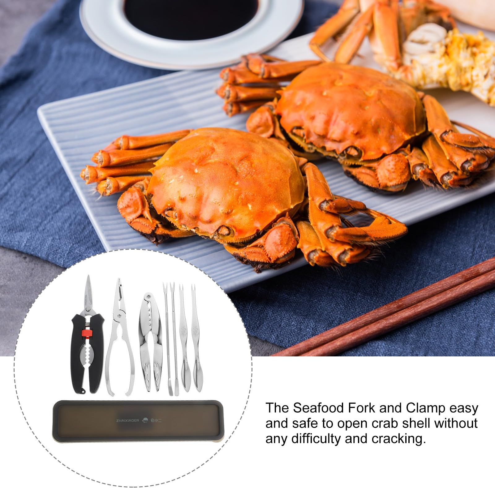 Alasum Set Utensili in Acciaio Inossidabile per Granchio e Astice Forchette e Pinze, Strumenti da Cucina per Crostacei per Occasioni Conviviali e Regali