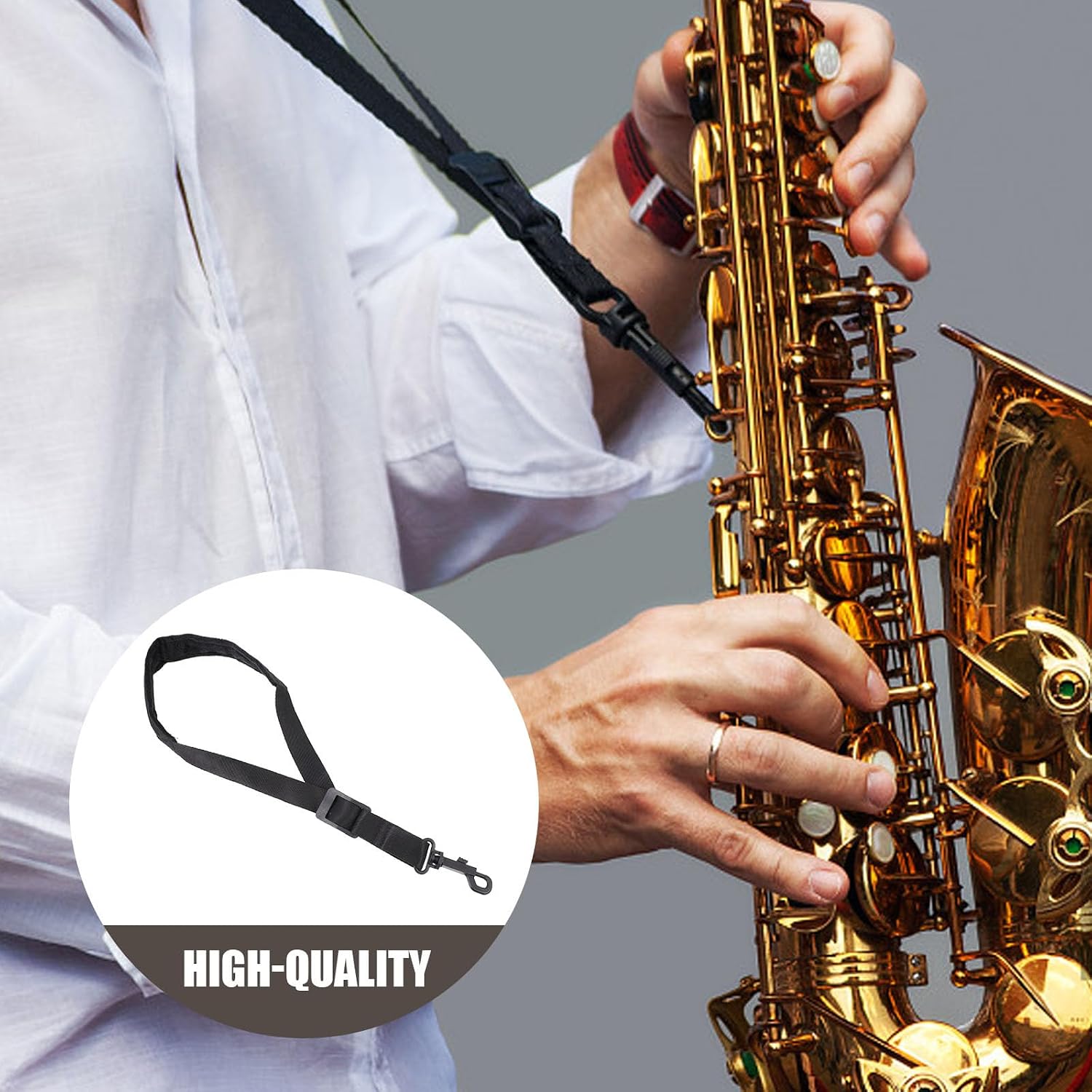 Thickened Saxophone Neck Strap, Breathable Universal Saxophone Shoulder Belt for Tenor Bari Woodwind Instruments