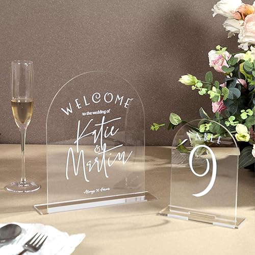 Miniatura 92 de UNIQOOO Paquete de 10 letreros de mesa de acrílico esmerilado de 8 x 10 pulgadas para boda con soportes, 1/8 pulgadas de grosor, hoja de letrero
