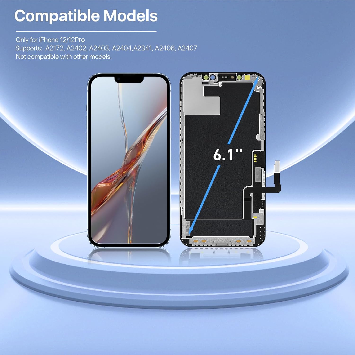 for iPhone 12/12 PRO Screen Replacement 6.1 Inch LCD Display & Digitizer Assembly, with Repair Tool Kit, Screen Protector & Adhesive Seal – Fits A2633 A2482 A2631 A2634 A2635