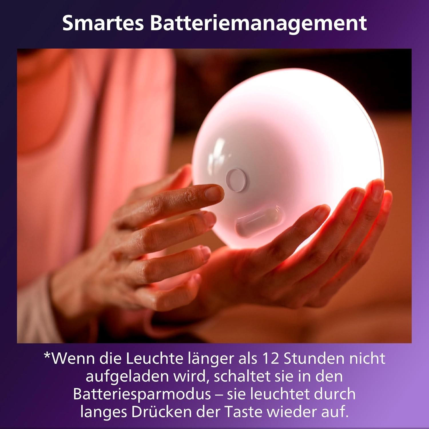 Philips Hue White & Color Ambiance Go Tischleuchte (530 lm), dimmbare LED Leuchte für das Hue Lichtsystem mit 16 Mio. Farben, smarte Lichtsteuerung über Sprache oder App, weiß