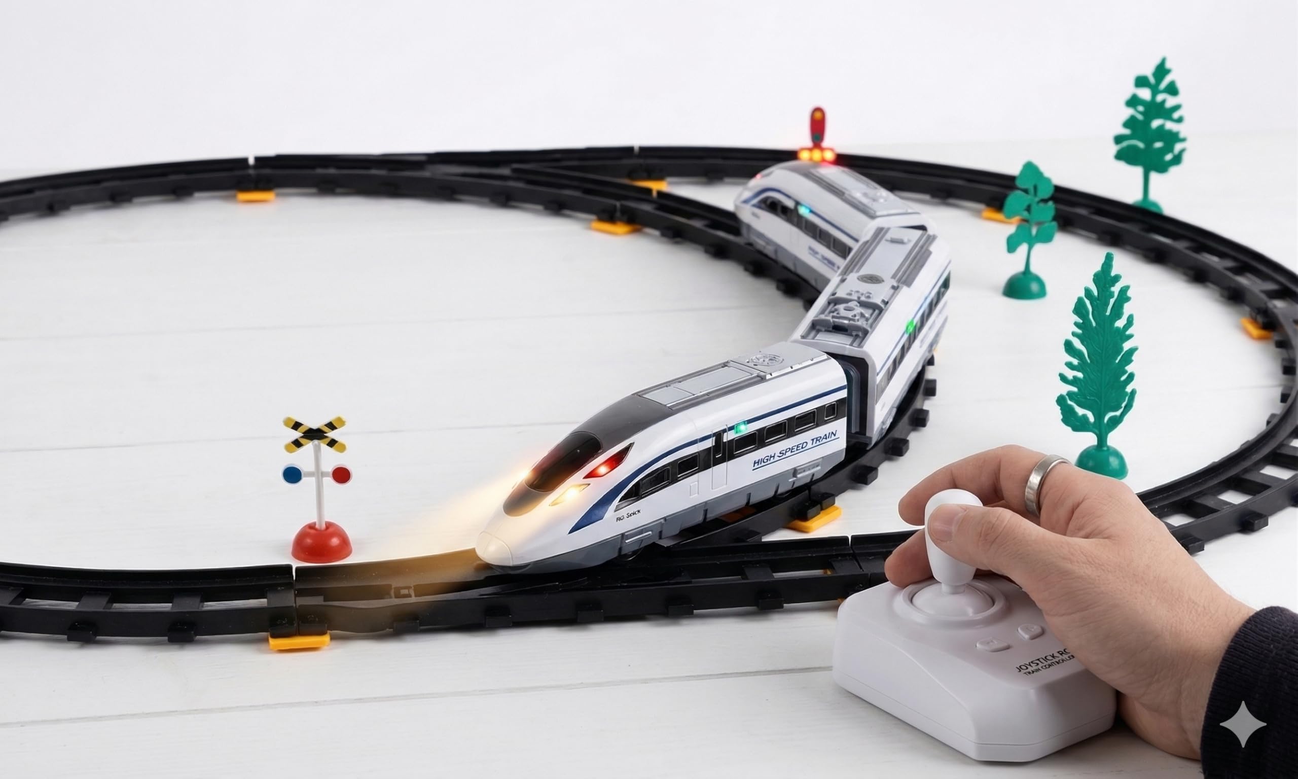 Jack Royal Vande Bharat Remote Control High Speed Bullet Train Set with Tracks 39 Pcs Long Simulation Metro Train Model Toy for Kids, RC Bullet Train Remote Train Toy