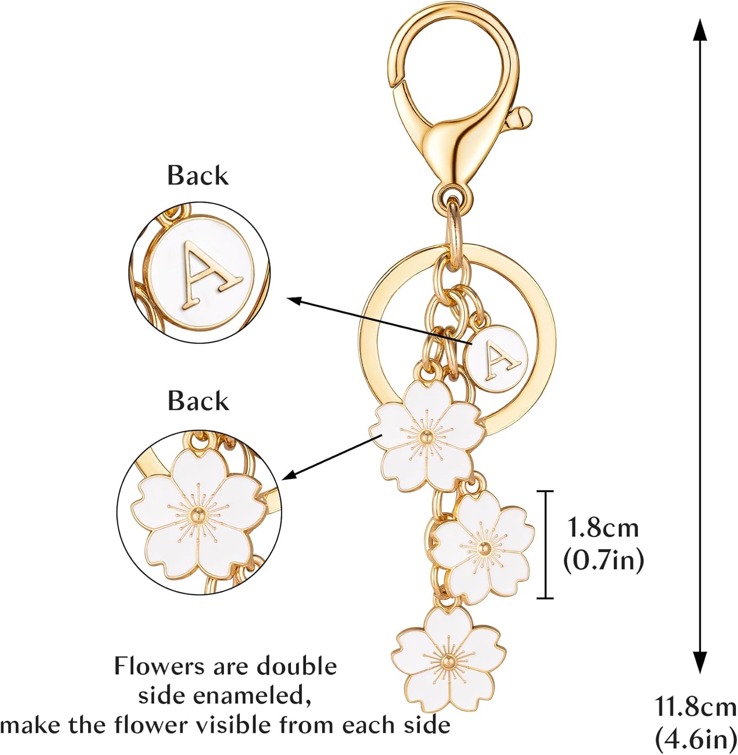 Letter Initial Keychain Flower Keychain Purse Charm Cute Keychain for Backpack - Image 4