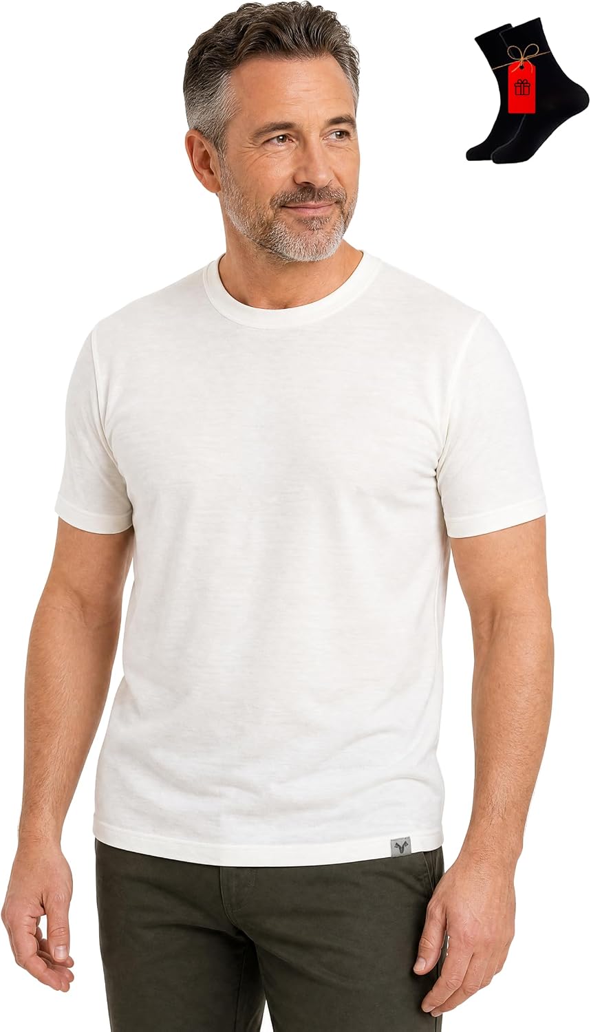 MERINNOVATION Men's Merino Wool T-Shirt - Men Merino Wool Shirt Lightweight Wicking Base Layer Undershirt for Hiking Travel