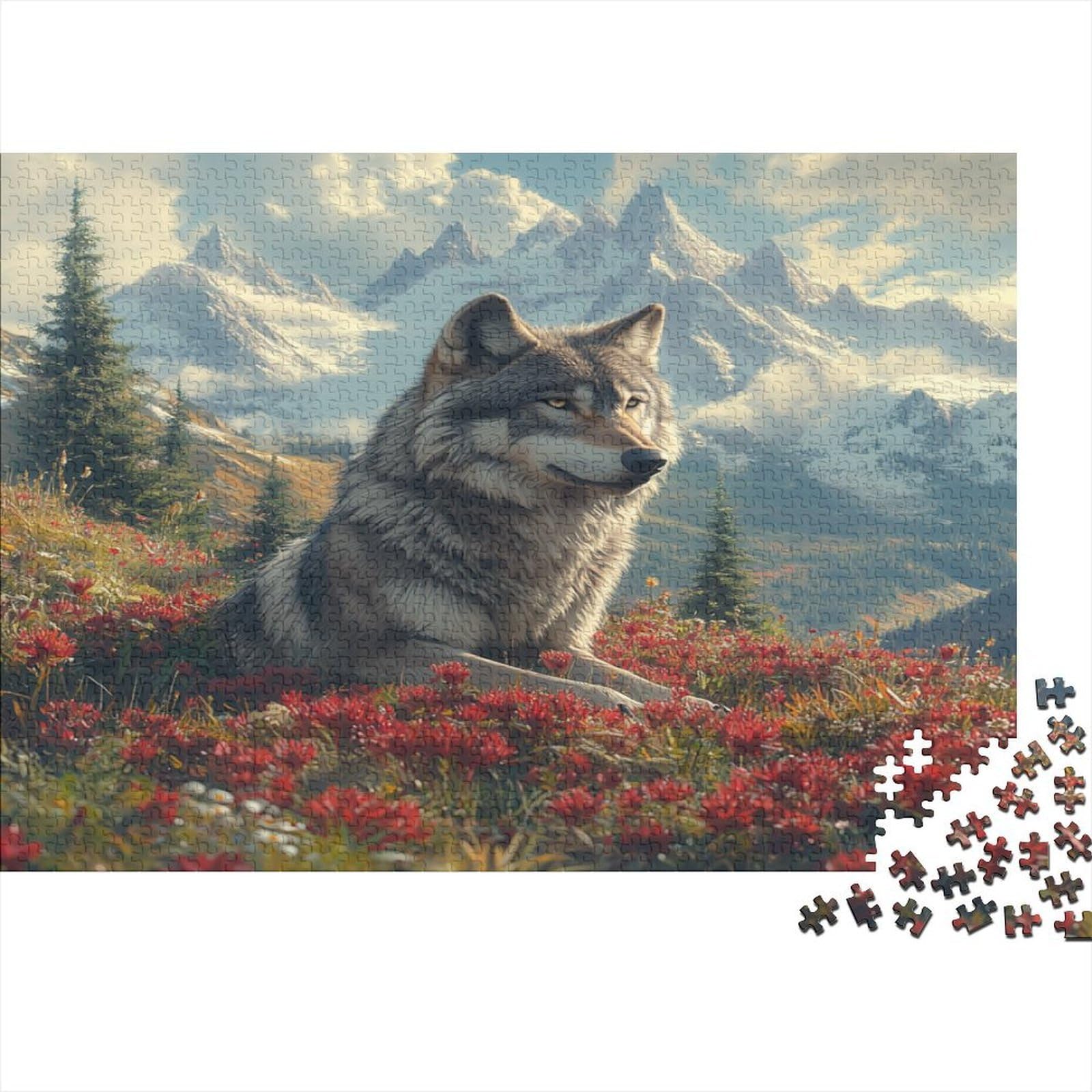 Wolf Alpine Scenery 1000 Piece Jigsaw Puzzle for Adults Wall Art Decor