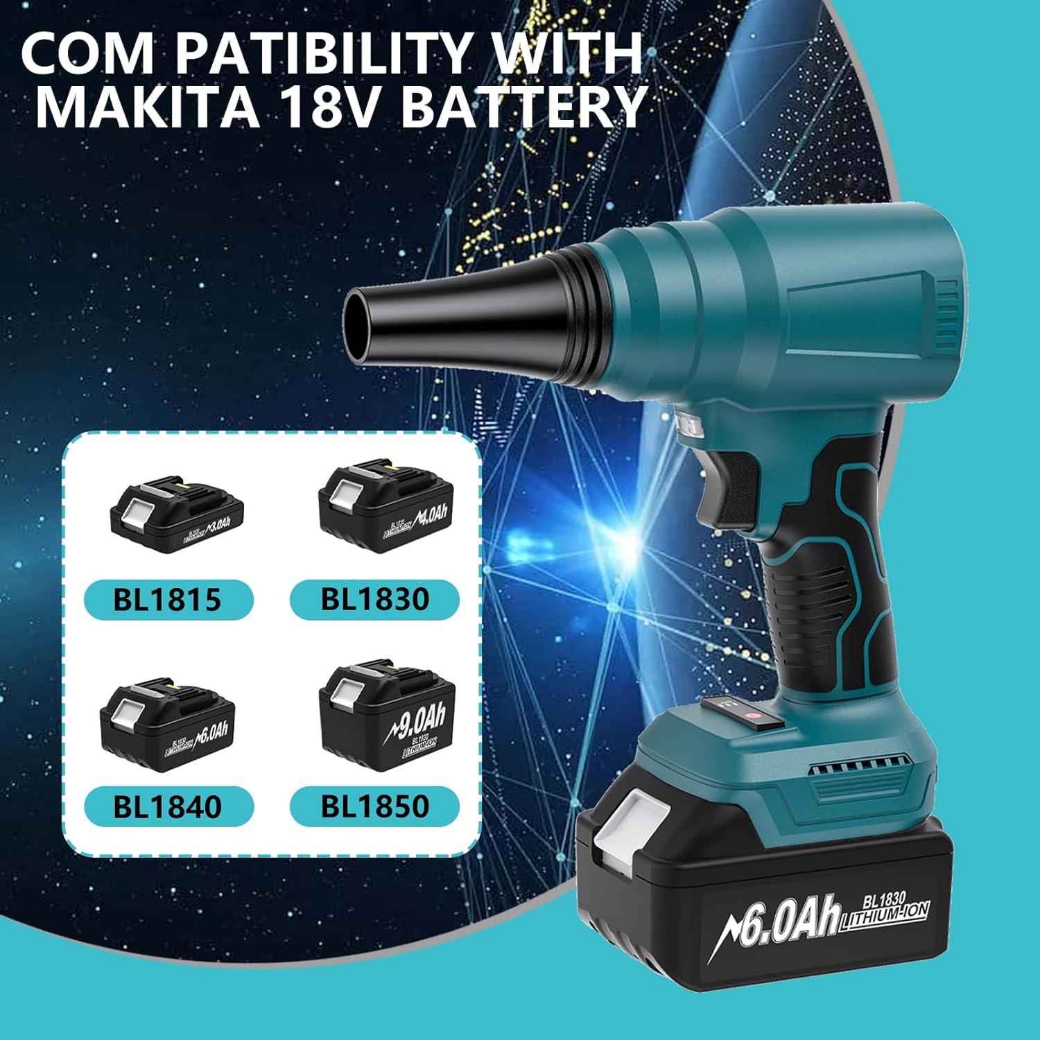 Mini Blower for Makita18V Battery,140000 RPM Brushless Cordless Air Duster,Electric Leaf Blowers for Leaf Cleaning,Compressed Air Dusterfor Keyboard Electric Devices Cleaning,Multiple Usage(Tool only) - Image 3