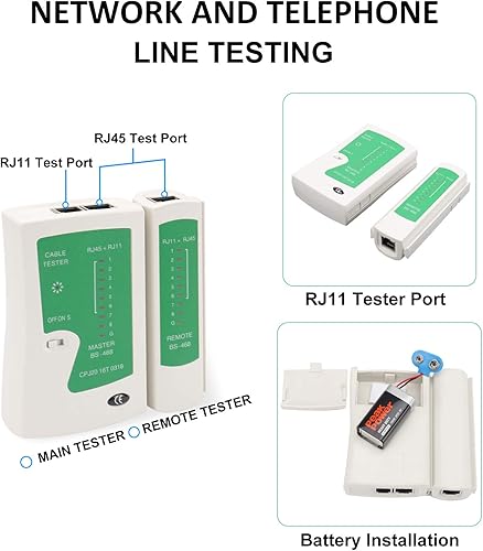 Miniatura 5 de Kit de herramientas de prensado RJ44, juego de herramientas de mantenimiento de reparación de cables de red, comprobador de cables RJ45 RJ11 RJ12,