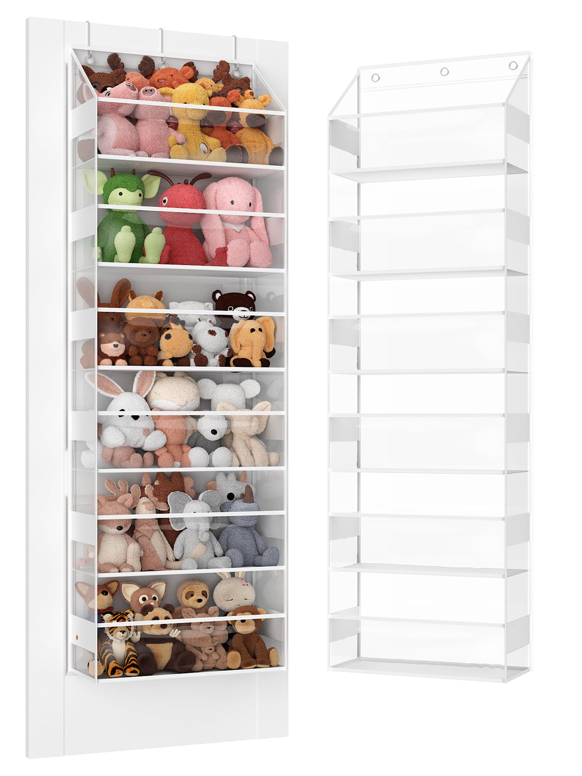 Wakaye Türhänger-Organizer – 6-stöckige Aufbewahrung für Kuscheltiere, Badezimmer-Organizer und Aufbewahrung, schwingsicherer Hängeorganizer für Spielzeug/Babyartikel (transparent)