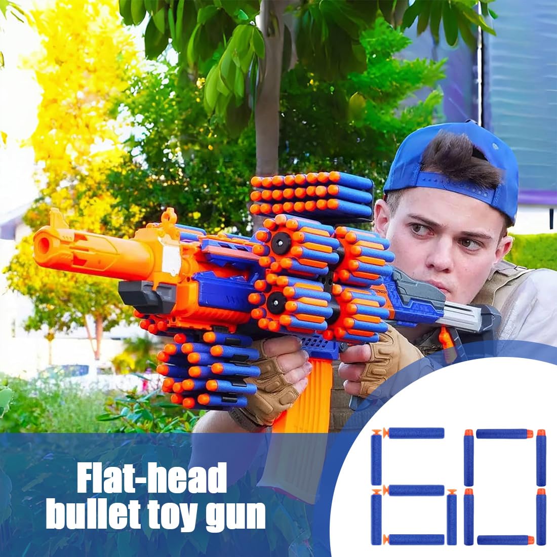 60 Pezzi Dardi Nerf Elite Testa Piatta E Ventosa Schiuma Per Serie Nerf N-Strike, Per Bambini All'Aperto E Uso Familiare Blu