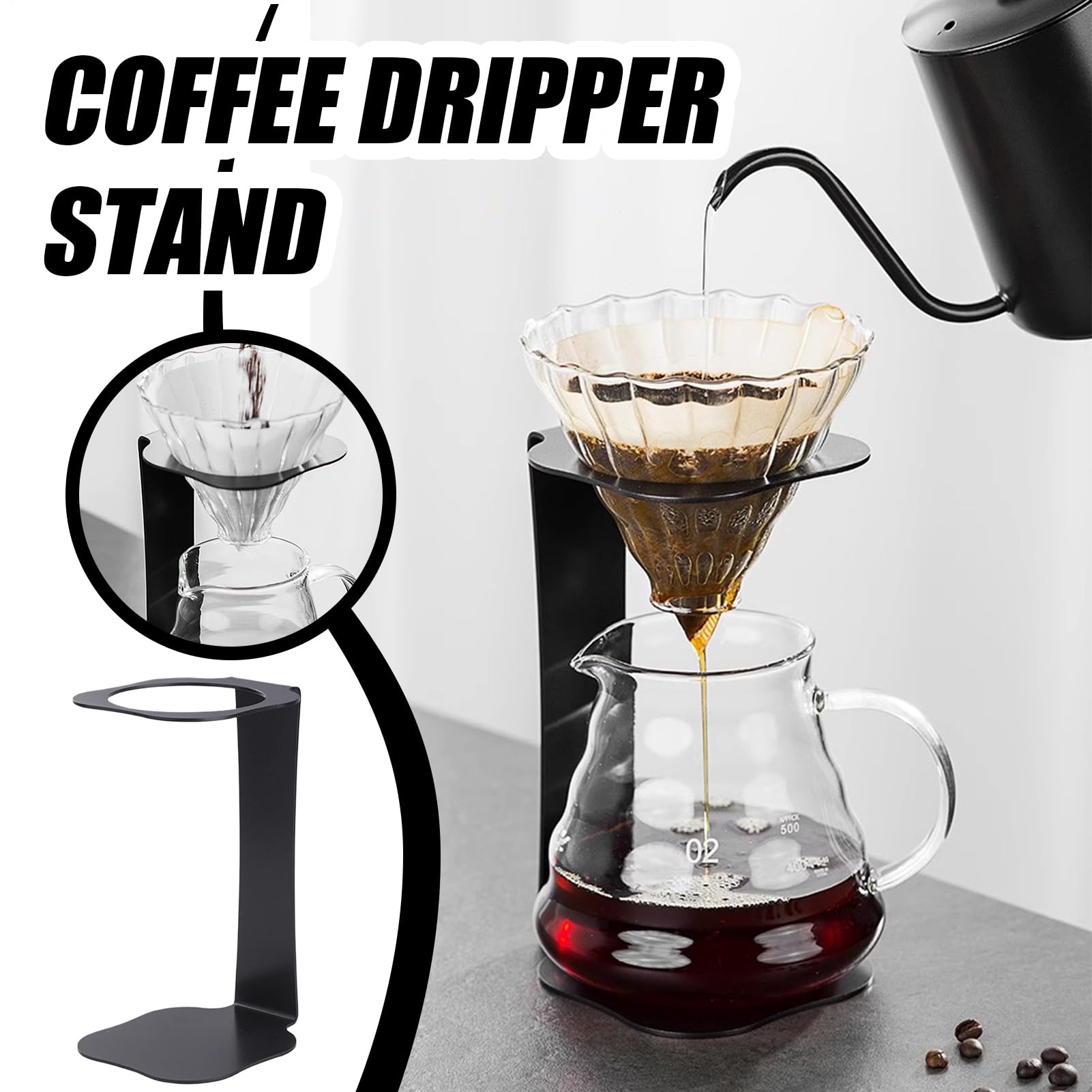 Stazione di versamento del caffè, supporto portatile per macchina del caffè, stazione filtro compatta con base, griglia multifunzione per macinare la birra per cucina, studio, campeggio, casa e