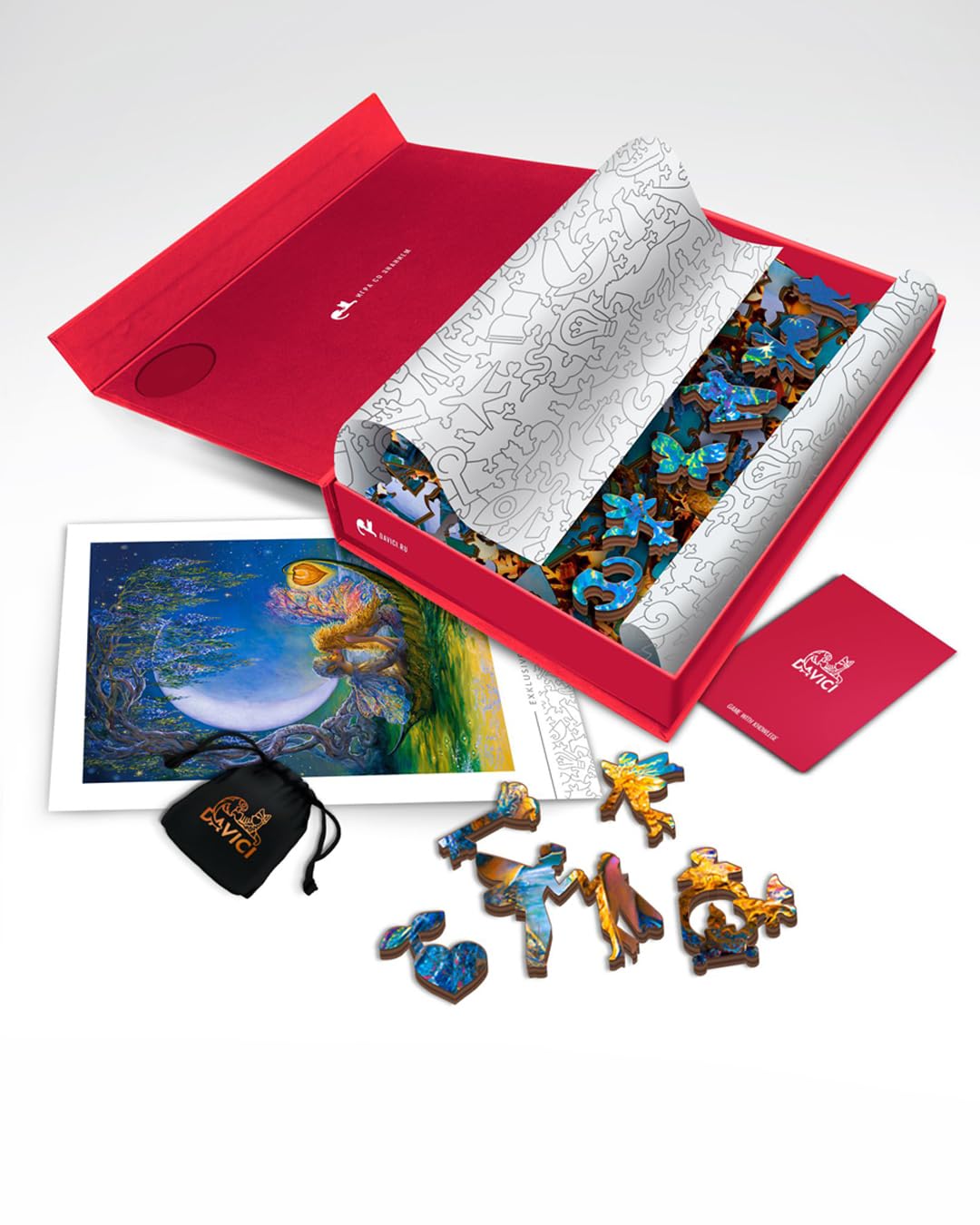 DAVICI Holzpuzzle | D8 - Wistera Moon | 250 Teile | Unterhaltung für Erwachsene und Kinder | Psychische Herausforderung | einzigartige Formen | unglaubliche Designs | Spitzendekoration | Geschenk |