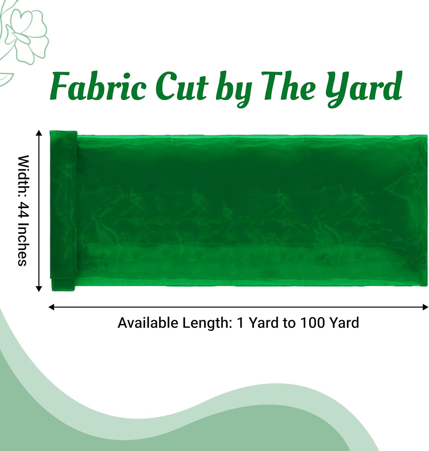 10 Yard Organza Fabric 44" Wide for Wedding Event Décor - Green image 2