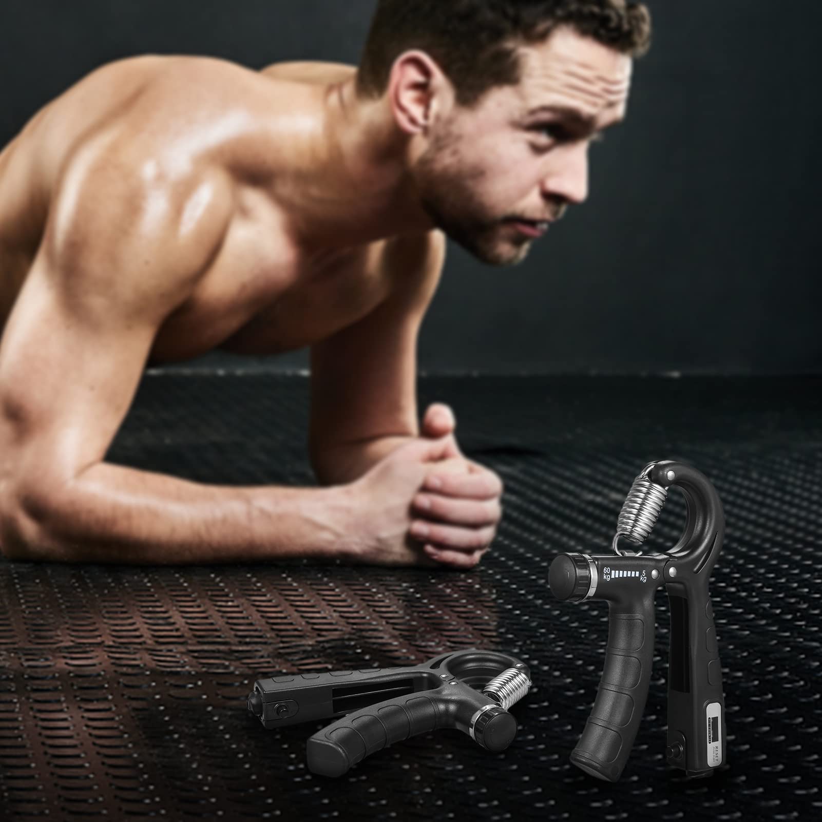 HUIOP Sayaç ile 2 adet El Kavrama Güçlendirici 5-60kg Ayarlanabilir Direnç Fitness El Egzersizi Kas Geliştirme Bilek Eğitimi için