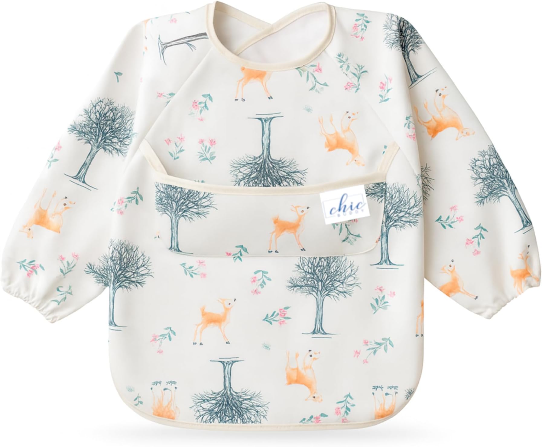 Chic Buddy Full Sleeves Bibs for Babies 6 – 24 Months – Waterproof Baby Apron Feeding Dress for 1 to 2 Year Old Kids, Easy Clean, Lightweight Material (unisex),jungle reflection print