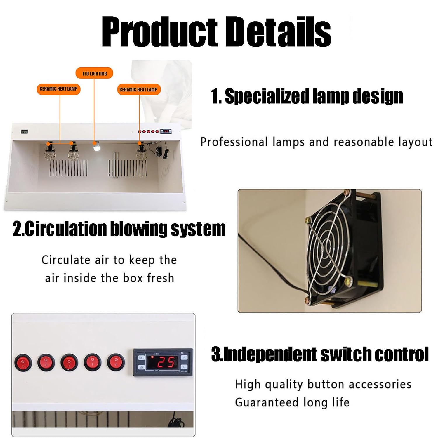 Intelligenter Welpen-Inkubator Mit LED-Licht Und Unabhängigen Schaltern,All-in-One-Brutkasten Mit Heizung Und Belüftung Für Neugeborene Würfe,Hunde,Katzen Und Kleintiere 60 * 50 * 50cm