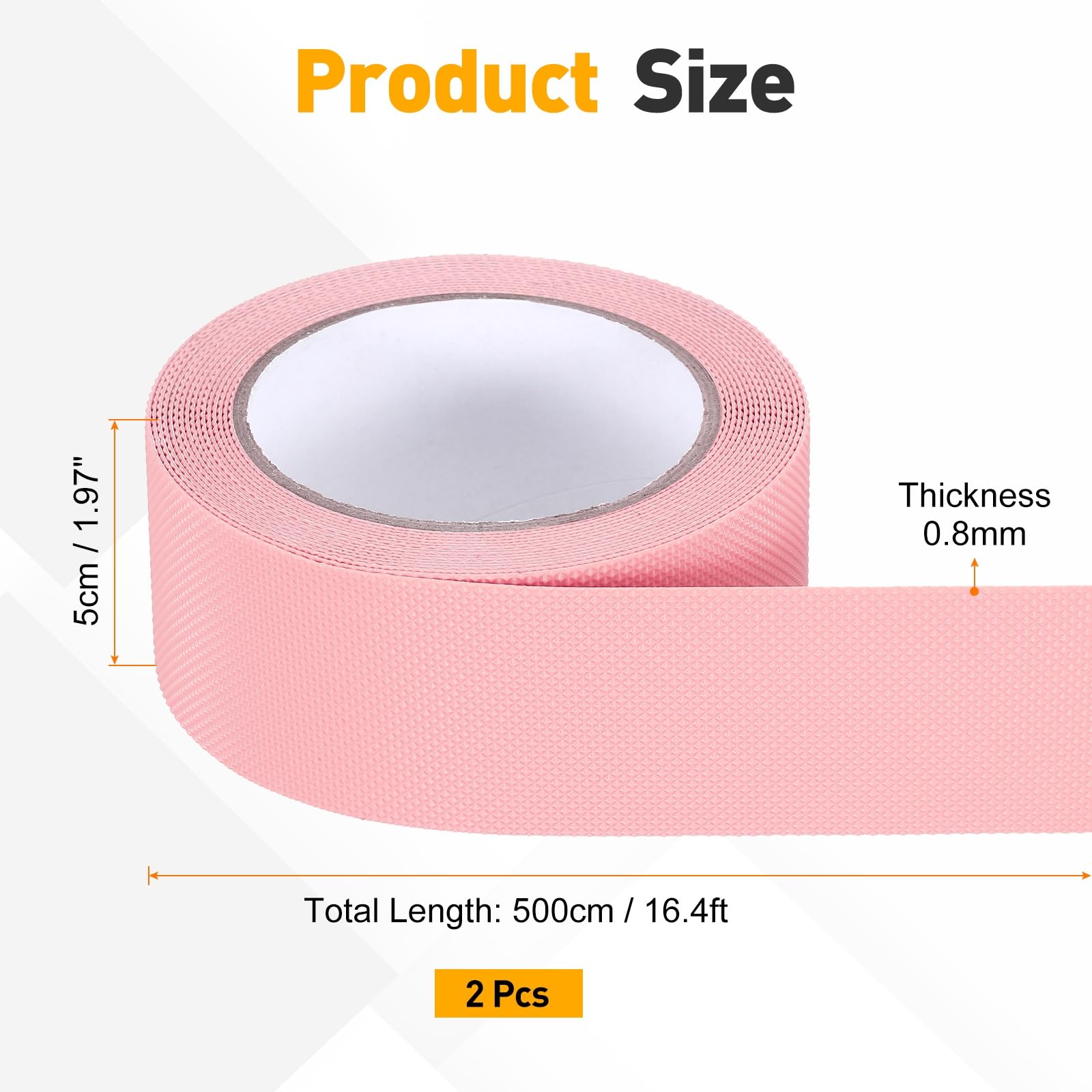 QUARKZMAN 2 Pezzi Nastro Anti-scivolo In Gomma 2 X 16 Piedi Rosa | Impermeabile, Con Texture Non Abrasivo, Per Fai Da Te Strumenti Scale Interno Esterno