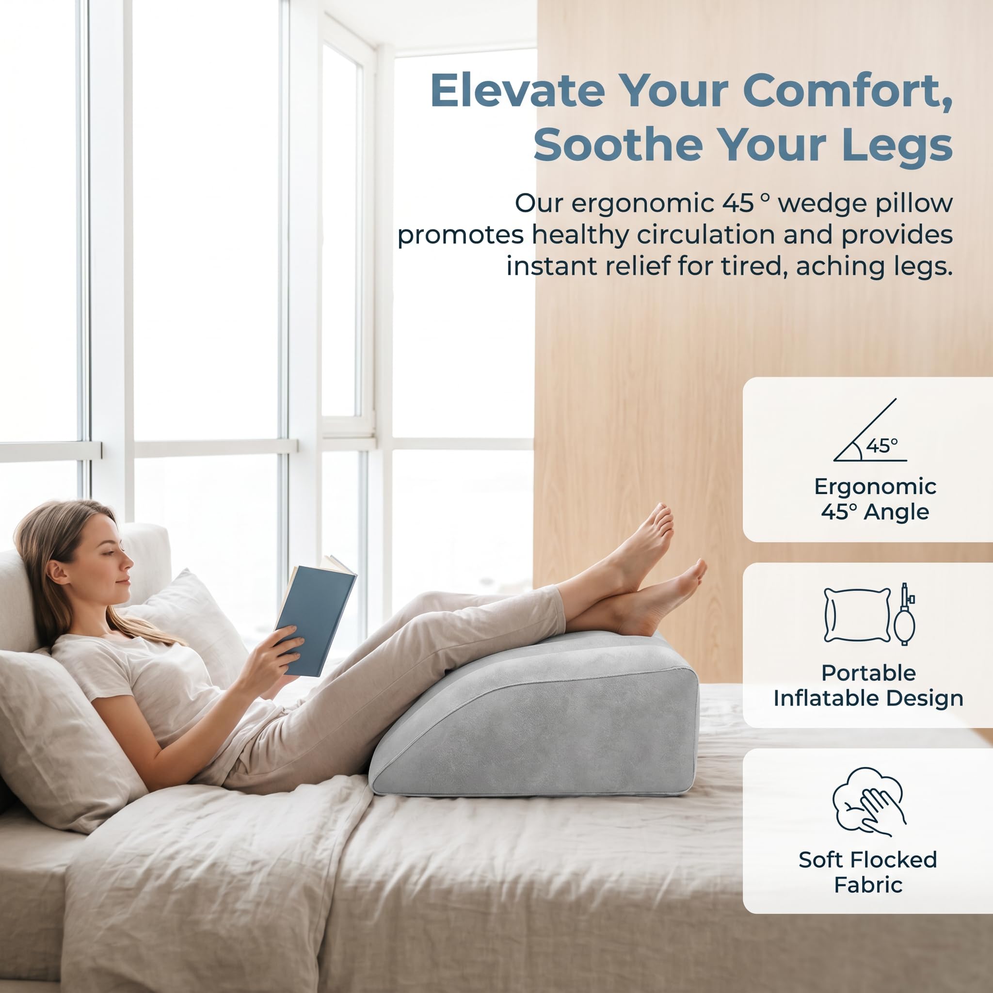 Cuscino Gonfiabile per l'Elevazione delle Gambe Cuscino a Cuneo per il Riposo Comodo Supporto per le Gambe per Migliorare la Circolazione Alleviare il Gonfiore e Favorire il Rilassamento Muscolare