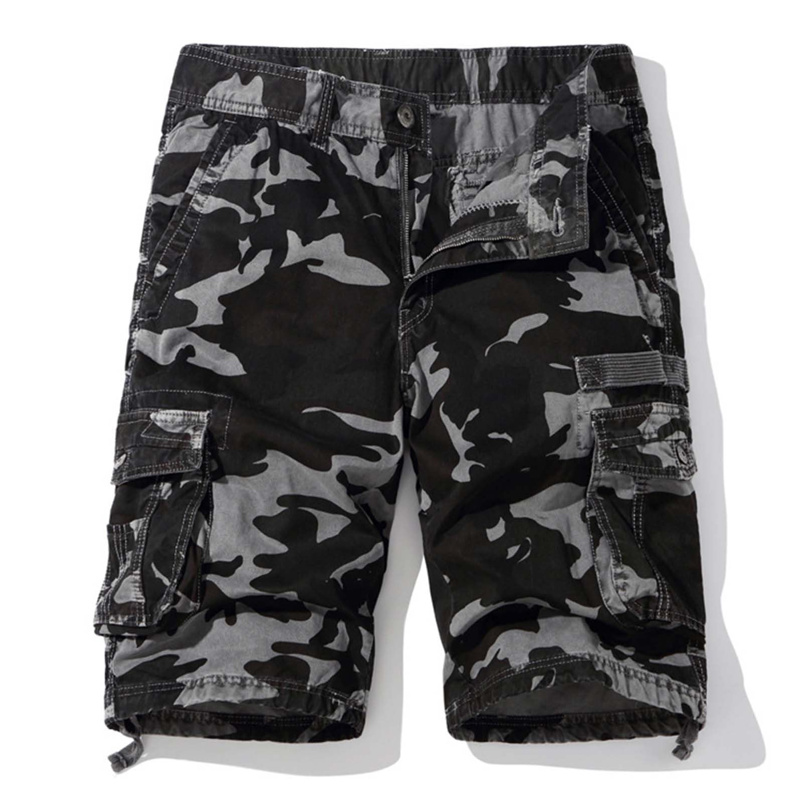 Pantalones cortos cargo de camuflaje para hombre, pantalones cortos de trabajo de camuflaje para hombre, pantalones tácticos retro para exteriores, pantalones cortos casuales de verano, senderismo
