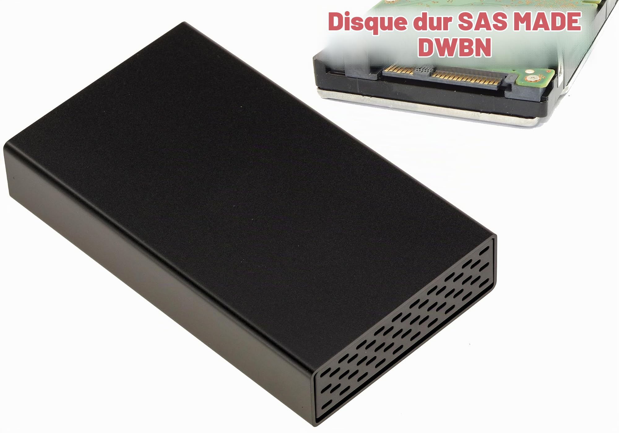 KALEA-INFORMATIQUE Boîtier USB 3.2 10G pour Disque SAS | Boîtier métallique USB 3.2 Gen2 10 Gbit/s pour disque SAS, compatible jusqu'à 18 To avec alimentation externe.