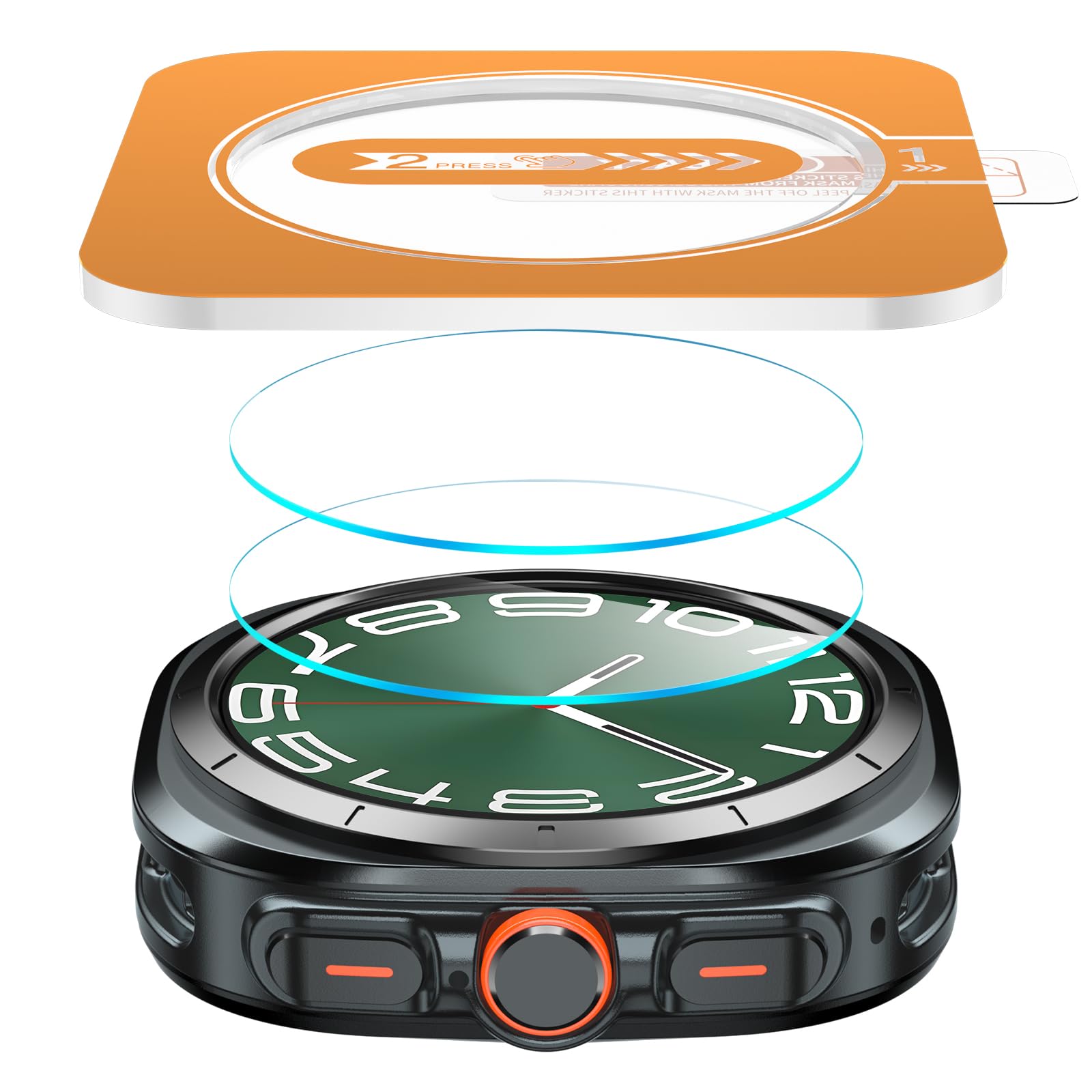 SWUU Folia ochronna ze szkła hartowanego kompatybilna z zegarkiem Samsung Galaxy Watch 47 mm, wodoodporna folia HD z zestawem instalacyjnym z automatycznym wyrównaniem, przezroczysta